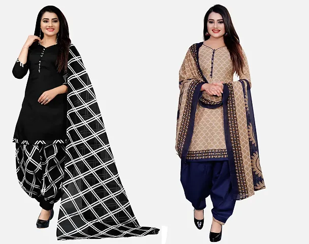 Elegant Dress Material With Dupatta For Women Pack Of 2