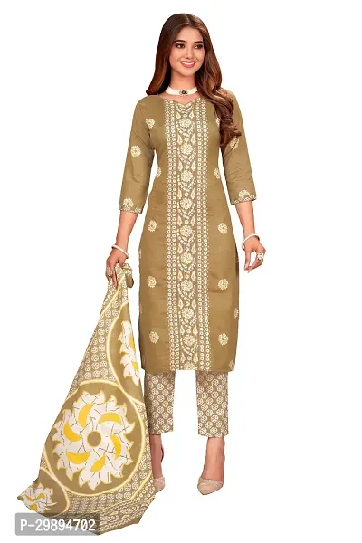 Elegant Cotton Blend Embroidered Dress Material with Dupatta For Women-thumb0