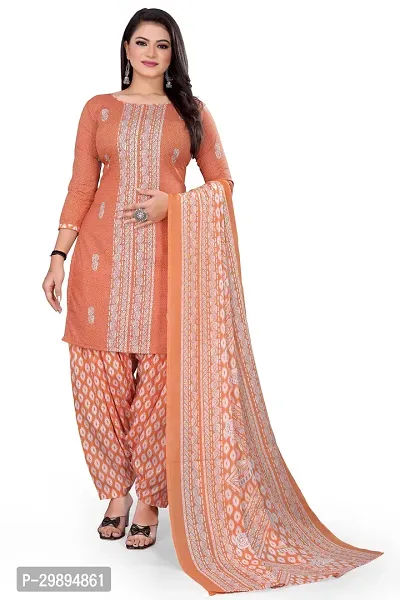 Elegant Cotton Blend Printed Dress Material with Dupatta For Women