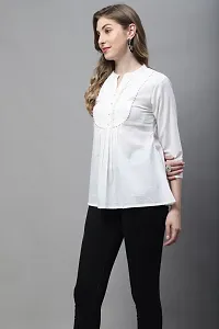 Elegant White Pure Cotton Solid Top For Women-thumb2