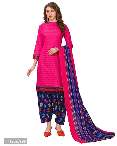 Elegant Cotton Printed Dress Material With Dupatta For Women-thumb0