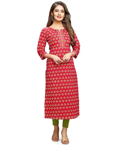 Stylish Cotton Printed Straight Kurti