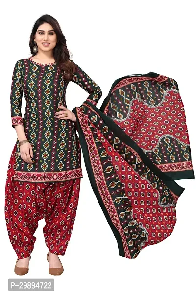 Elegant Cotton Blend Printed Dress Material with Dupatta For Women