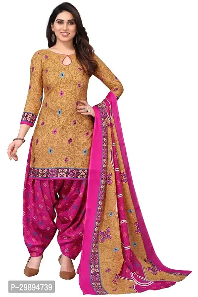 Elegant Cotton Blend Printed Dress Material with Dupatta For Women