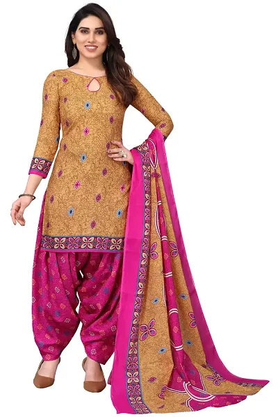 Stylish Multicoloured Cotton Printed Dress Material with Dupatta