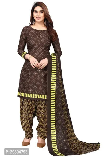 Elegant Cotton Blend Printed Dress Material with Dupatta For Women-thumb0