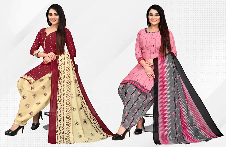 Elegant Dress Material With Dupatta For Women Pack Of 2