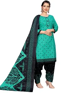 Stylish Green Cotton Blend Kurta, Bottom And Dupatta Set For Women-thumb2