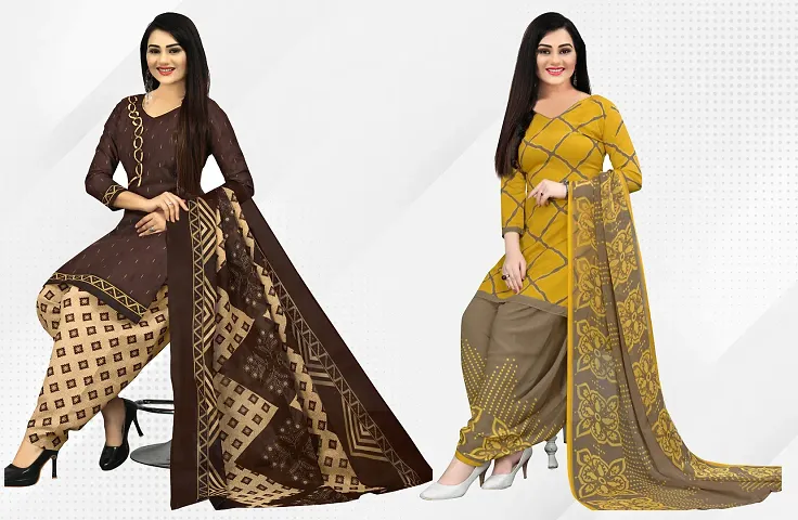 Elegant Dress Material With Dupatta For Women Pack Of 2