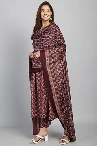 Stylish Purple Printed Cotton Kurta Pant With Dupatta For Women-thumb3