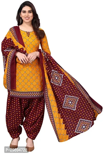 Elegant Cotton Blend Printed Dress Material with Dupatta For Women