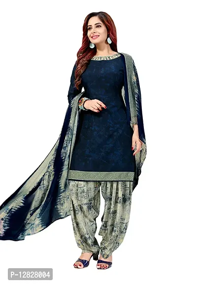 Elegant Crepe Printed Dress Material with Dupatta For Women