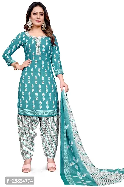 Elegant Cotton Blend Printed Dress Material with Dupatta For Women