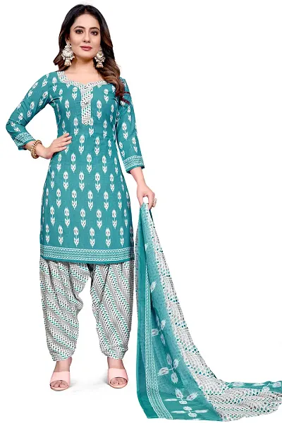 Elegant Cotton Ethnic Print Dress Material with Dupatta