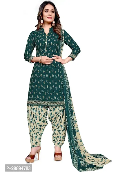 Elegant Cotton Blend Printed Dress Material with Dupatta For Women-thumb0