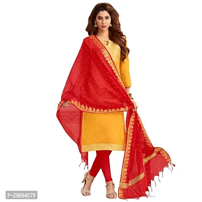 Elegant Banarasi Cotton Printed Dress Material with Dupatta For Women