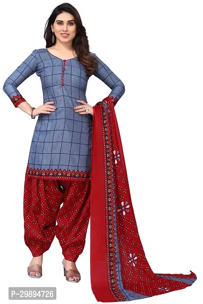 Elegant Cotton Blend Printed Dress Material with Dupatta For Women