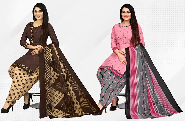 Elegant Dress Material With Dupatta For Women Pack Of 2