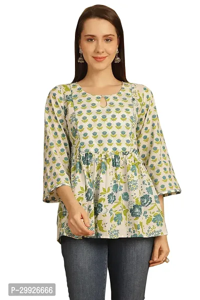 Elegant Multicoloured Pure Cotton Printed Top For Women