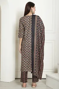 Stylish Grey Printed Cotton Kurta Pant With Dupatta For Women-thumb2