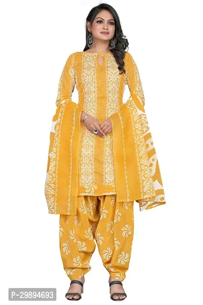 Elegant Cotton Blend Embroidered Dress Material with Dupatta For Women-thumb0