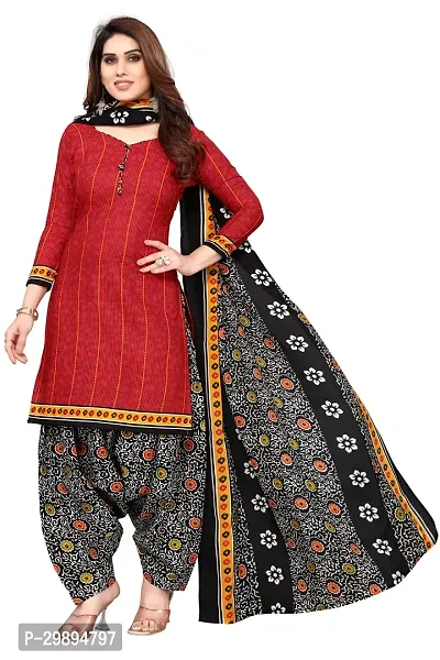 Elegant Cotton Blend Printed Dress Material with Dupatta For Women