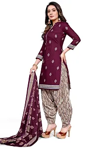 Elegant Cotton Blend Printed Dress Material with Dupatta For Women-thumb1