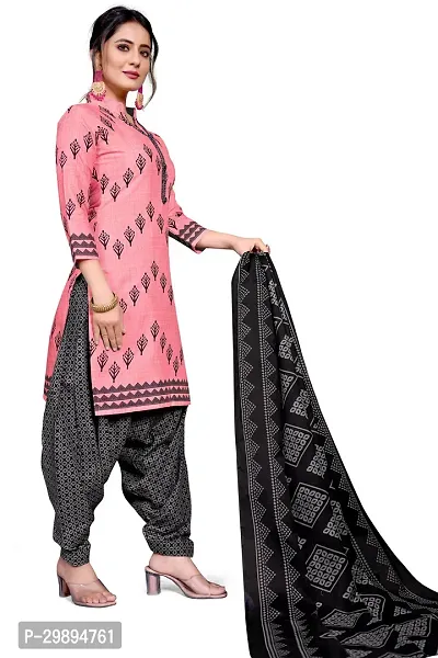 Elegant Cotton Blend Printed Dress Material with Dupatta For Women-thumb2