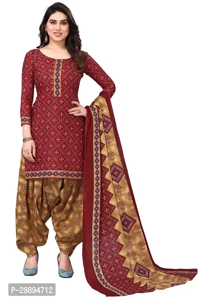 Elegant Cotton Blend Printed Dress Material with Dupatta For Women