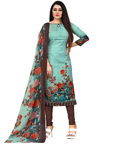 Fancy Womens Cotton Printed Dress Material With Dupatta