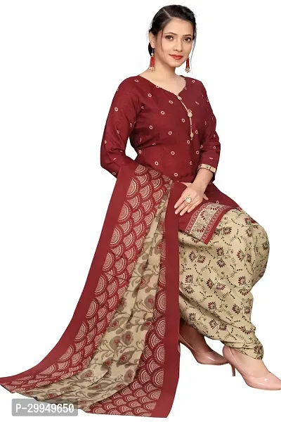 Stylish Maroon Cotton Blend Kurta, Bottom And Dupatta Set For Women-thumb5