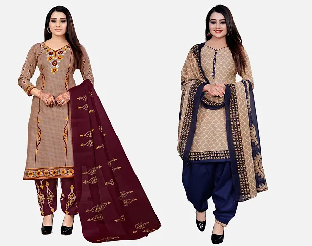 Elegant Dress Material With Dupatta For Women Pack Of 2