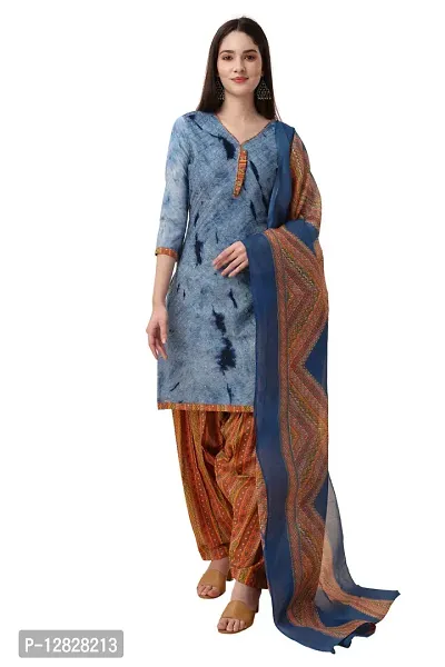 Elegant Cotton Applique Dress Material With Dupatta For Women-thumb0