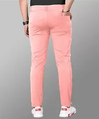 Stylish Pink Cotton Blend Solid Regular Trousers For Men-thumb2