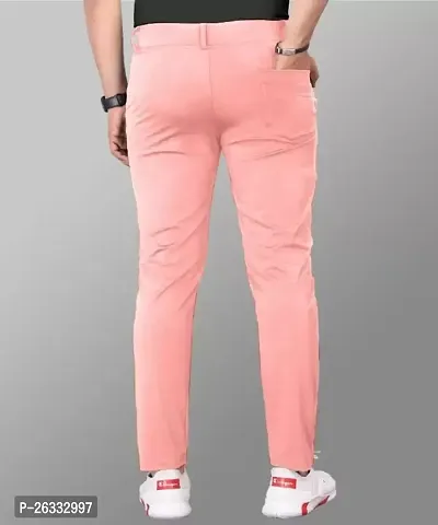 Stylish Pink Cotton Blend Solid Regular Trousers For Men-thumb3