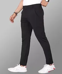 Stylish Black Cotton Blend Solid Regular Trousers For Men-thumb1