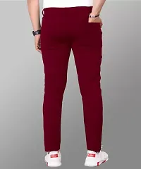 Stylish Maroon Cotton Blend Solid Regular Trousers For Men-thumb2