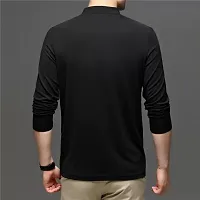 Fabulous Black Cotton Solid High Neck Tees For Men-thumb2