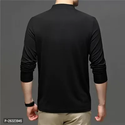 Fabulous Black Cotton Solid High Neck Tees For Men-thumb3
