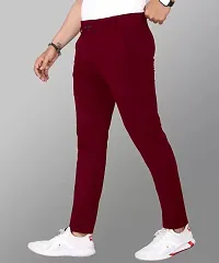 Stylish Maroon Cotton Blend Solid Regular Trousers For Men-thumb1