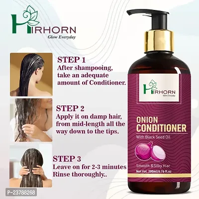 Hir Horn Onion Conditioner For Hair/Damaged Hair/Dandruff/Hairfall/Curly (200 ml)-thumb2