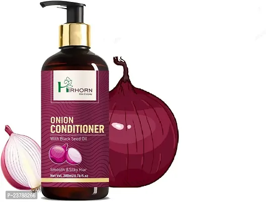 hirhorn Onion Conditioner With Onion Seed Extract  Pro-Vitamin B5| No Parabens, Mineral Oil, Silicones, Color| 200ml (200 ml)-thumb0