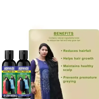 Adivasi Hair Oil all types hair growth, healthy hair, reduces hair fall Pack of -2 combo-thumb0