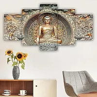 Set Of Five Gautam Buddha Wall Painting With Frame For Living Room 3D Scenery For Wall (B517X30) Inch.-thumb2