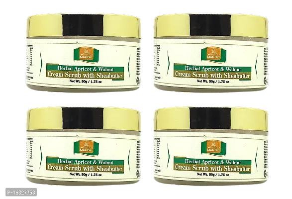 Khadi Pure Apricot and Walnut Cream Scrub With Sheabutter Scrub (50 G) (Pack Of 4) (200 G)-thumb0