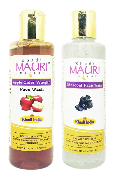 Khadi Mauri Apple Cidar And Charcoal Face Wash -210 ml each, Pack Of 2
