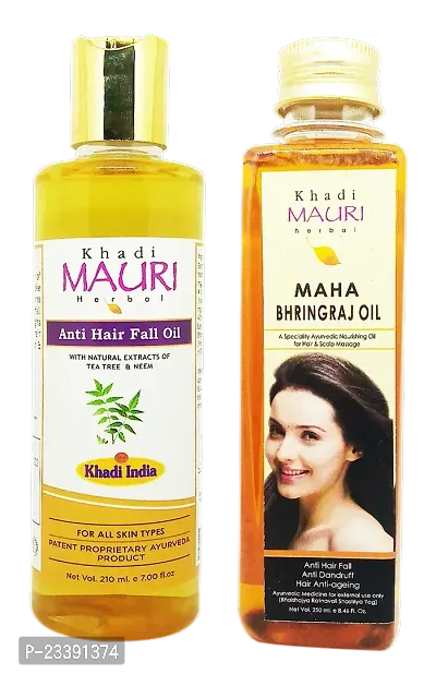 Khadi Mauri Anti Hair Fall And Maha Bhringraj(250ml Hair Oil(Pack Of 2),460 ml