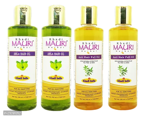 Khadi Mauri Amla And Anti Hair Fall Hair Oil(Pack Of 4),840ml