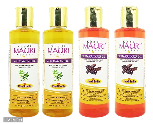 Khadi Mauri Anti Hair Fall And Shikakai Hair Oil(Pack Of 4),840ml