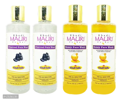 Khadi Mauri Honey And Charcoal Face Wash -210 ml each, Pack Of 4